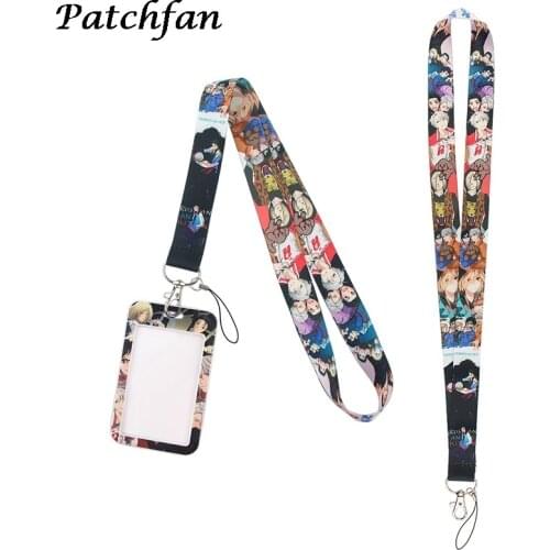 AD481 Patchfan Anime Business Badge Card Holder with Necklace Lanyard Keychain keys Badge ID Mobile Phone Rope Gifts