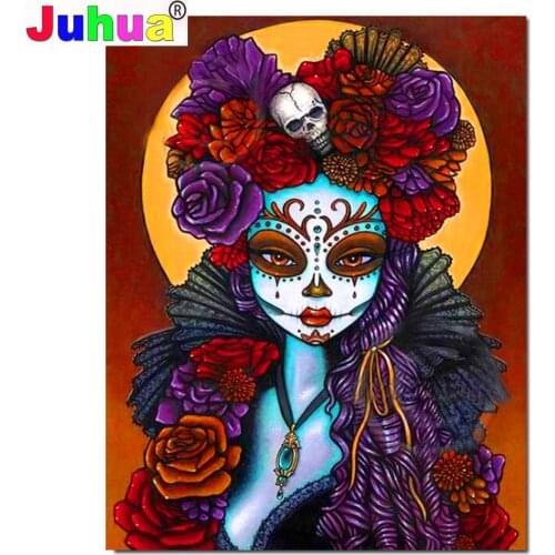 Full diamond painting Woman flower pretty Skull 5D DIY Square Round diamond embroidery Mosaic decoration Handicrafts gift