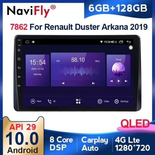 6G + 128G QLED 4G CarPlay Android 10 For Renault Duster Arkana 2019 Car Radio Multimedia Video Player Navigation GPS No 2din dvd