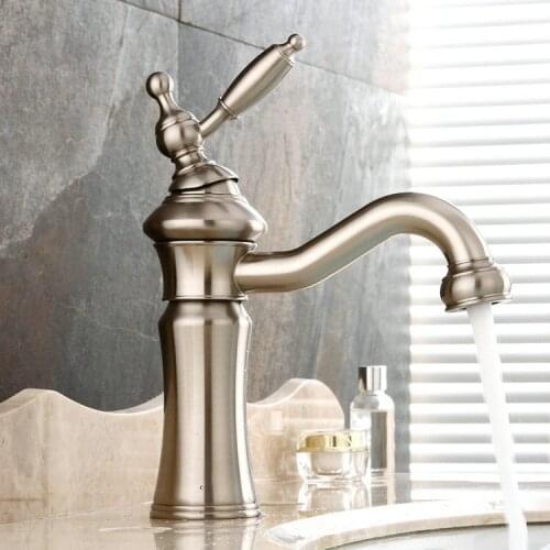 Free shipping NEW ARRIVAL single hole Brushed nickel clour bathroom basin mixer faucet vessel sink faucet
