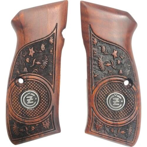 CZ75 Metal Logo Laser Cut Red Wooden Grip