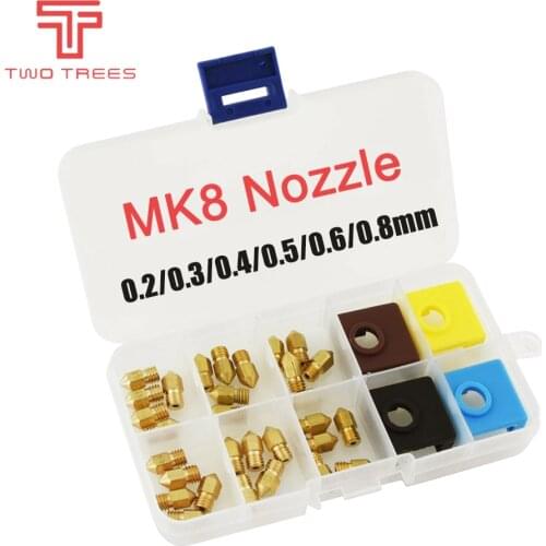 3D Printer Parts MK8 Extruder Nozzle Extruder Print Head 0.2/0.3/0.4/0.5/0.6/0.8mm mk9 Silicone sock for CR-10 Ender 3 pro