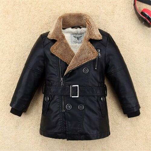 Kids jacket coat gentleman fur leather jacket coat for 1-14yrs children students boys girls hooded leather outerwear jacket coat