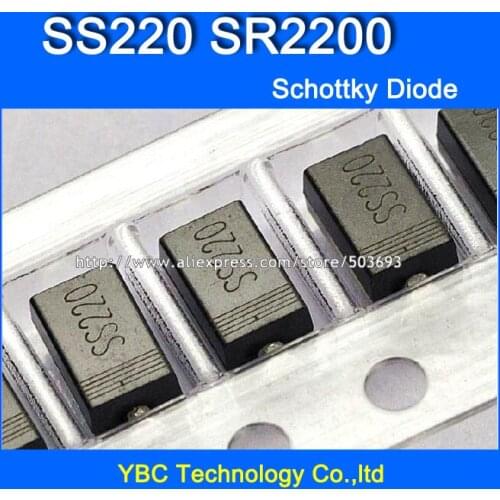 100pcs/lot SS220 SR2200 2A/200V Schottky Diode