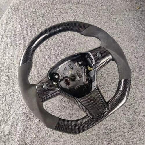 For Tesla Model 3 Cuatomized Matt Carbon Fiber Steering Wheel Perforated Leather 2017 2018 2019 2020 2021