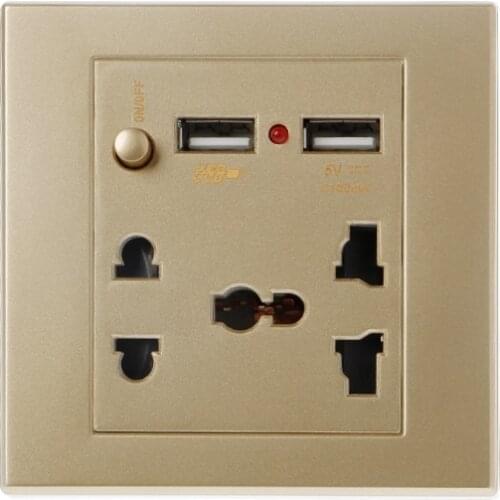 Dual USB LED Electric Wall Charger Station Socket Adapter Power Outlet On/Off Switch Panel