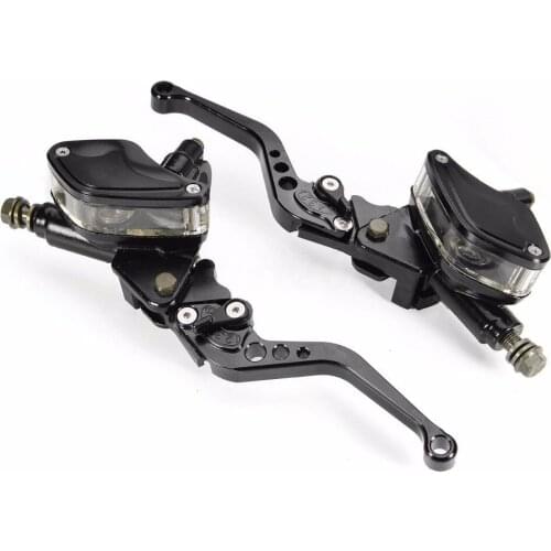 Hydraulic 7/8" 22mm Black Handlebar Brake Clutch Master Cylinder Levers Motorcycle Cruiser Chopper Bobber Touring