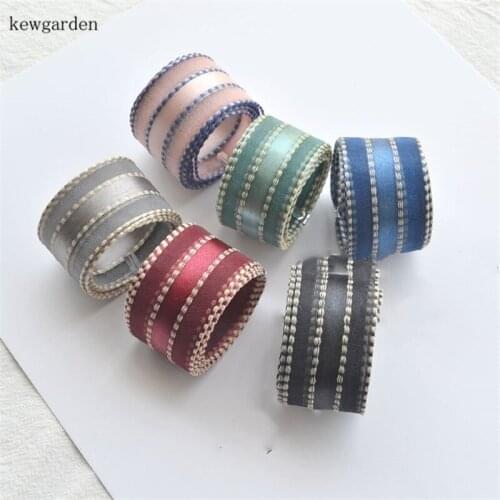 Kewgarden DIY Corsage Bow Hair Accessories Stripe Organza Ribbons 1" 1.5" 10mm 16mm 25mm 38mm Handmade Tape 20 Yards