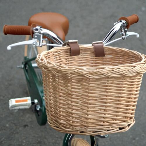 Bike Basket Wicker Front Handlebar Bicycle Basket adjustable Detachable Woven Basket for Cycling Bicycle Accessories