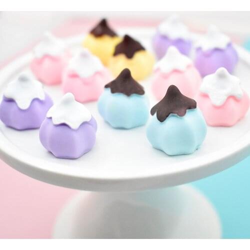 4PCS Dollhouse Miniature Food Mini Cream Chocolate Cake for blyth barbies Doll House Decor Accessories