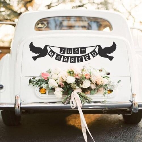 Fashion Just Married Stickers For Cars Motorcycle Decorative Stickers Car Window Rearview Mirror Decals