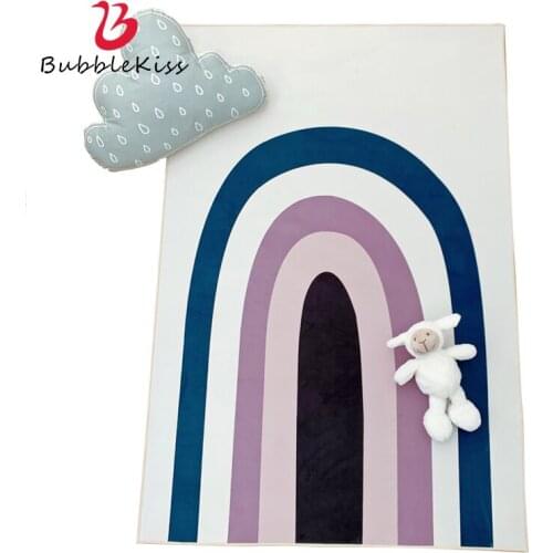 Bubble Kiss Nordic Style Soft Carpet for Bedroom Home Kids Room Decor Non-slip Carpets Bedside Color Stripe Pattern Floor Rugs