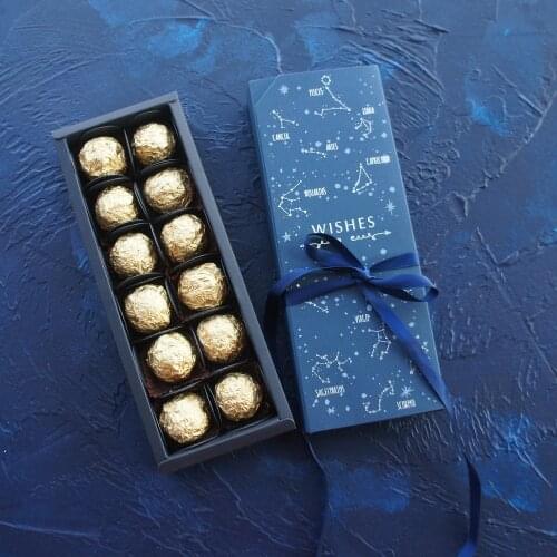 24*9*3.5CM 10 set deep sapphire blue silver constellation Chocolate Paper Box valentine Christmas Birthday Party Gifts Packing