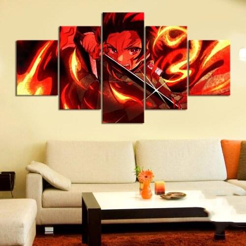 Wall Art Pictures Demon Slayer Kimetsu No Yaiba Canvas Posters Home Decoration Anime Role Modular Painting HD Printed Bedroom