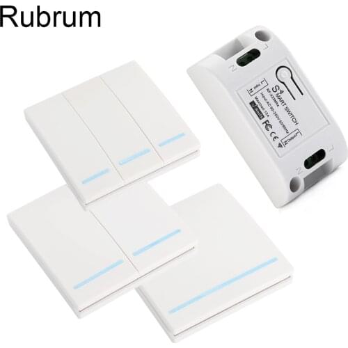 Rubrum 433Mhz 86 Wall Panel Switch Universal Wireless Remote Control AC 110V 220V 10A 1CH Relay Receiver for LED Light Fan Lamp