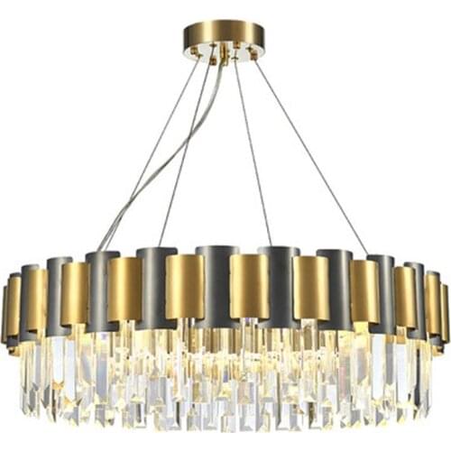 New crystal chandelier round gold + black decorative light creative luxury home lighting LED chandelier