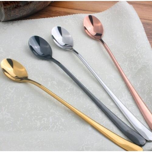 WholeSale 100pcs/lot 9" 22.3*2.8cm 40grams STAINLESS STEEL LONG LATTE TEA COFFEE ICE CREAM DESSERT SUNDAE SUNDAY SPOONS