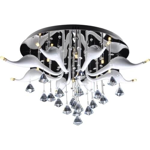 Luxury European White Glass Swan Head crystal living room Ceiling Lamp Modern Restaurant Ball Room ceiling lamp