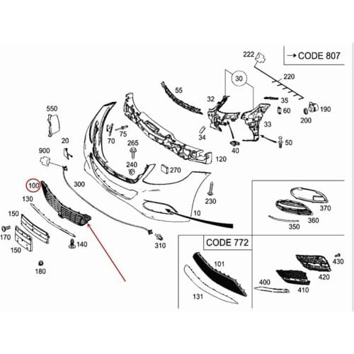 Front bumper ventilation net Suitable for S grade S400mer ced es-be nz2014 Front bumper Front bumper grille Front bumper cover