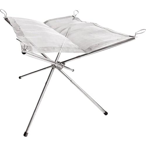 Rack Collapsing Fire Pit Mesh Fireplace Stainless Steel Portable Bonfire Hiking Backyard Outdoor Camping Travel Picnic BBQ