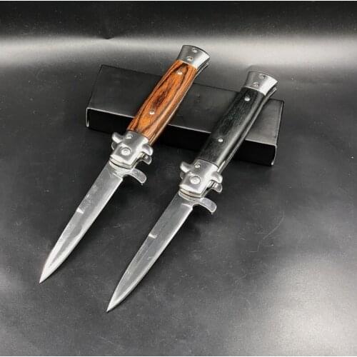 8.86'' Folding Pocket Knife Survival Tactical Camping Hunting Knives For Self-defense Wood Handle Outdoor EDC Tool