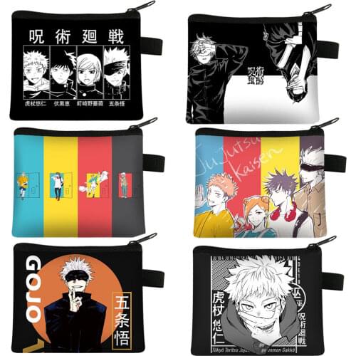 Anime Jujutsu Kaisen Coin Bag Gojo Satoru Tops Yuji Itadori Wallet Men Purse Women Small Clutch Bag Key Card Money Holder Bags
