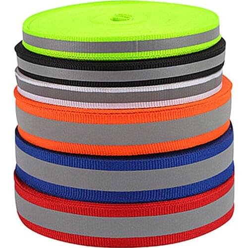 5 meters Reflective warning belt single-sided luminous polyester ribbed webbing garment accessories reflective belt pet leash