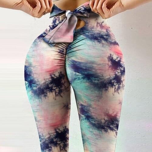 2021 New Fashion Fitness High Elastic Sweat Absorption Digital Printing Bow String Pants Tights High Waist Slim Yoga Pants
