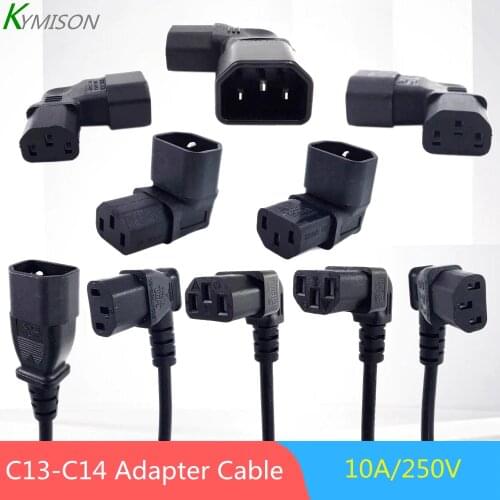 C13-C14 Angle Power Cable Connector IEC 320 C13 Female to C14 Male PDU Power Supply Extension Cord,IEC C13 Angle Adapter 10A