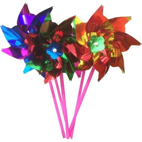 Pack of 100 Pieces DIY Shiny Sequins Windmill Pinwheel Crafts Kids Toy Home Garden Decor Random Color