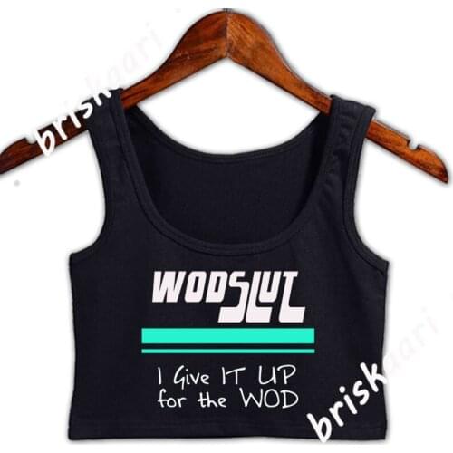 Wodslut Crossfit Crop Top Women Graphic Pattern Summer For Girls Round Neck Normal Knitted Tank Top Vest