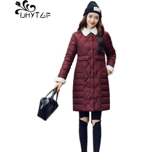 UHYTGF Women cotton clothing Unique Style Female Jackets Fashion Parka Winter Jacket Cotton aphid Warm Winter Womens Coats X390