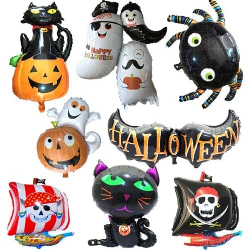 1pcs/10 Styles Black Cat Pumpkin Bat Skull Halloween Eve Foil Balloons Decor Inflatable toys Helium Balloon Party Supplies
