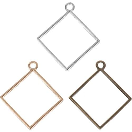 10Pcs Square Pendant Resin Frame Open Back Bezel Setting UV Resin Jewelry DIY