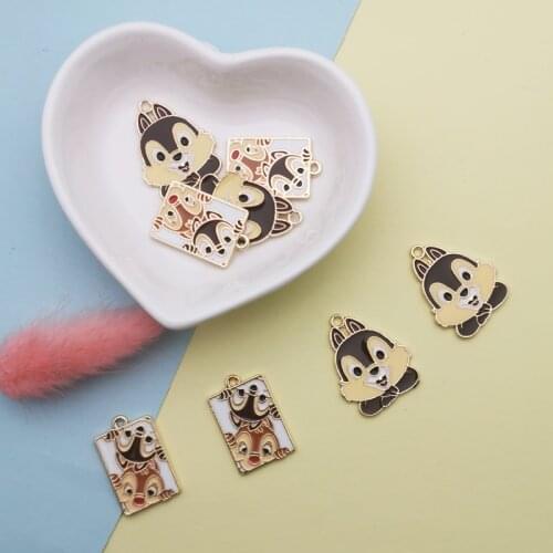 10Pcs Animals Squirrel Alloy Enamel Charms Pendant DIY Women Earring Necklace Findings Handmade Jewelry Accessories Golden Base