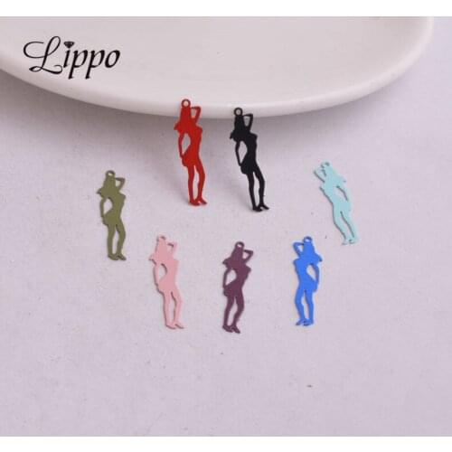 100pcs AC2741 9mm*22mm Sex Girls Charms Women Model Charm Pendants