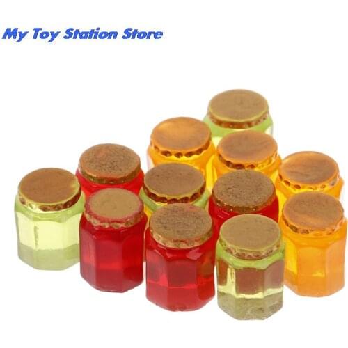 3pcs Mini Simulation Jam Bottle Honey Pot 1/12 Dollhouse Miniature Home Decorations Accessories Doll House Miniature Toys