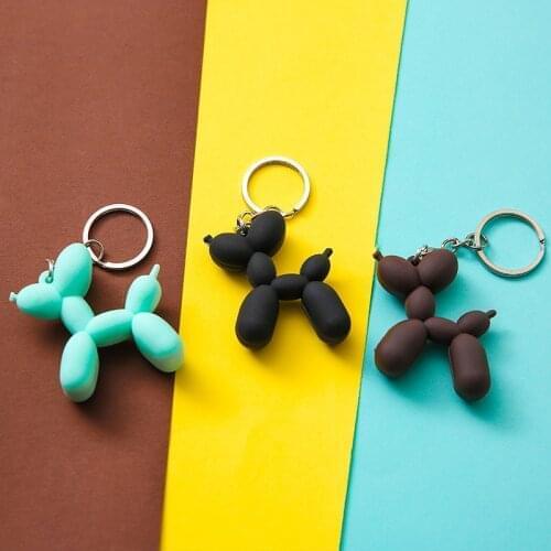 3Color Soft Rubber PVC Stereo Keychain Nice Gift DIY Pendant Car Interior Korean Style Balloon Dog Cartoon Keyring Key Chains