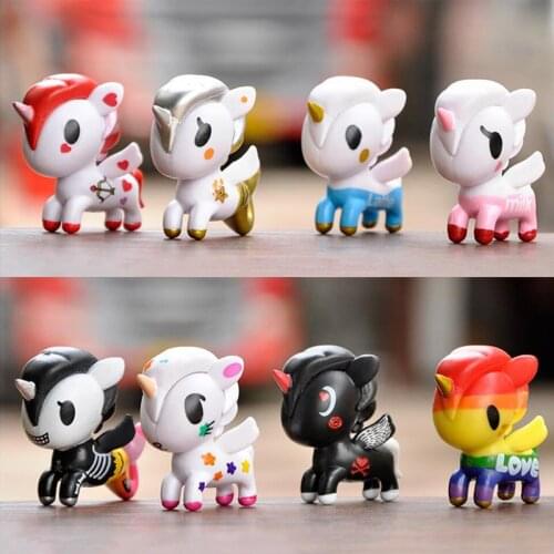 5CM Rainbow Unicorn Horse Vinyl Dolls Cartoon Anime Pony Mermaid Tail Mini Figure Cute Models Toys for Kids Baby Christmas Gifts