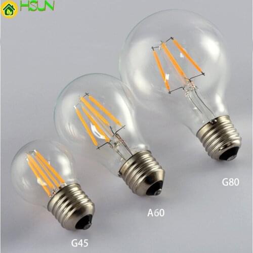 A60 Led G95 Filament G80 Bulb G45 light bulb 2W 4W 6W filament led bulb E27 clear glass indoor lighting lamp 220V Edison Bulb