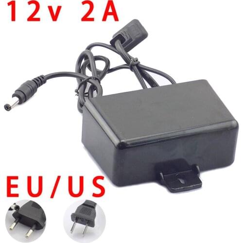 AC/DC 12V 2A 2000ma CCTV Camera Power Supply Adaptor Outdoor Waterproof Adapter Charger EU US Plug for CCTV Video Camera