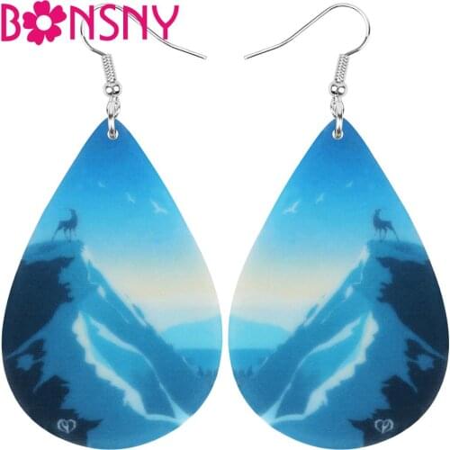 Bonsny Acrylic Teardrop Anime Mountain Elk Deer Earrings Drop Dangle Jewelry Ornaments For Women Lady Girls Teen Kid Charms Gift