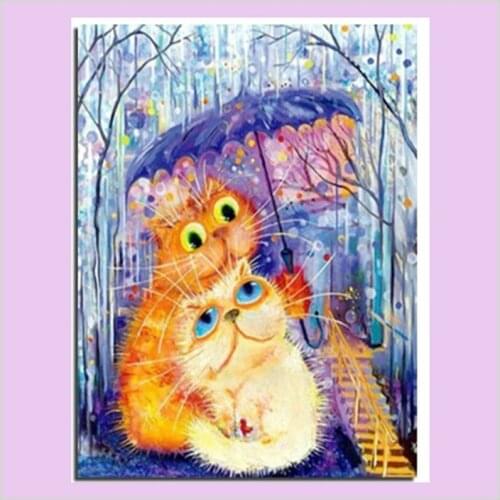 Diy 5d Diamond Painting Animal Diamond Mosaic Kit Needlework Craft Scenic Full Diamond Embroidery Cartoon Cat Wall Sticker Decor