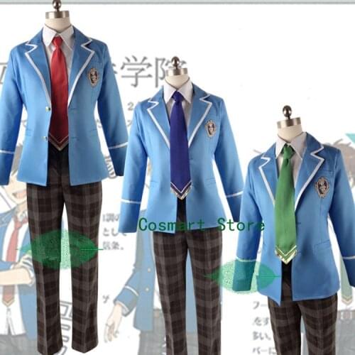 Anime Trickstar Hokuto Hidaka Narukami Arashi Aoi Yuta Akehoshi Subaru Ensemble Stars Coat+Pants+Tie Cosplay School Uniforms