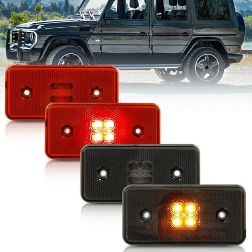 Car Smoke+Red Lens LED Side Marker Light for Benz W463 G-Class 2002-2014 Front&Back 4PC