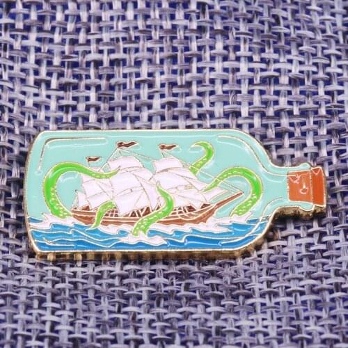Sailboat pin ocean brooch Ship In A Bottle Brooch