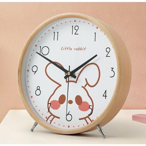 Solid wood clock, childrens room, cartoon desk clock, pendulum clock, desk living room, super quiet table clock, table clock