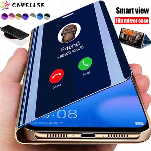 Smart Phone Case for Samsung Galaxy J4 J6 J7 Plus A2 Core J3 J5 J7 J8 A5 A6 A7 2018 M31 M30 M20 S7 S6 Edge LED Mirror View Cover