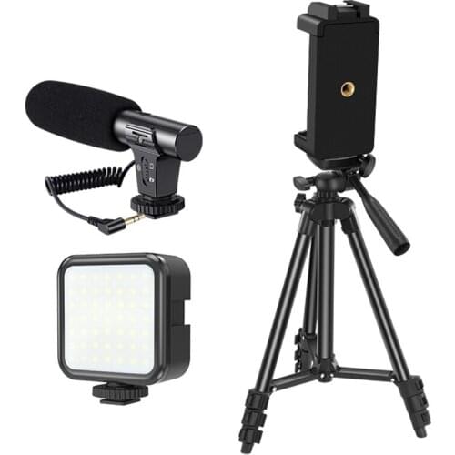 Phone Video Vlog Kit Phone Bracket Microphone Fill Light Combination Set for Vlog Live Phone Recording