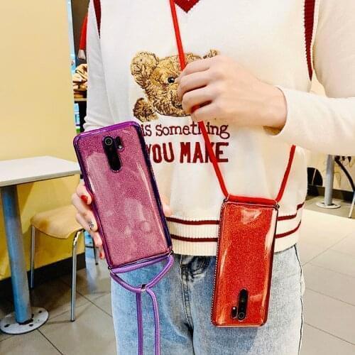 Diamond Rope Mobile Phone Case For Huawei P10 20 30 40PRO LITE Mobile Phone Case TPU Soft Shell Anti Falling Shock Proof